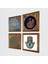 Yaşam Çiçeği, Tavus Kuşu, Fatma Ana Eli (Hamsa) Taş Duvar Tablosu Ahşap Çerçeveli Duvar Dekoru 4 Parça Tablo Seti Wall Art W4-423 2