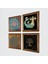Yaşam Çiçeği, Hayat Ağacı, Şahmeran Taş Duvar Tablosu Ahşap Çerçeveli Duvar Dekoru 4 Parça Tablo Seti Wall Art W4-457 2