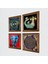 Stone Fil, Nazar, Yaşam Çiçeği, Şahmeran Ahşap Çerçeveli Taş Duvar Tablosu 4’lü Set – 25x25 cm Dekoratif Modern Sanat – Ev ve Ofis Dekoru |W4-788| 2