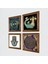 Stone Nazar, Yaşam Çiçeği, Şahmeran, Fatma Ana Eli (Hamsa) Ahşap Çerçeveli Taş Duvar Tablosu 4’lü Set – 25x25 cm Dekoratif Modern Sanat – Ev ve Ofis Dekoru |W4-798| 2