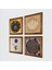 Lotus Çiçeği, Yaşam Çiçeği, Ebru Sanatı, Nazar Taş Duvar Tablosu Ahşap Çerçeveli Duvar Dekoru 4 Parça Tablo Seti Wall Art W4-804 2