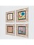 Stone Minimalist Soyut, Kelebek, Pembe Ortanca Çiçeği Çerçeveli Taş Duvar Tablosu 4’lü Set - Dekoratif Modern Sanat, Ev ve Ofis Dekoru |TK4-1734| 2