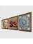 Mandala, Kelebekli Çiçek, Nar Taş Duvar Tablosu Ahşap Çerçeveli Duvar Dekoru 3 Parça Tablo Seti Wall Art W3-1101 2