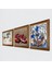 Çini Sanatı Yelkenli Gemi, Da Vinci At Heykeli, Nar Taş Duvar Tablosu Ahşap Çerçeveli Duvar Dekoru 3 Parça Tablo Seti Wall Art W3-1315 2
