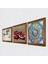 Stone Mandala, Leonardo da Vinci At Heykeli, Nar Ahşap Çerçeveli Taş Duvar Tablosu 3’lü Set – 25x25 cm Dekoratif Modern Sanat – Ev ve Ofis Dekoru |W3-1327| 2