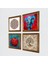 Fil, Lotus Çiçeği, Yaşam Çiçeği, Nar Taş Duvar Tablosu Ahşap Çerçeveli Duvar Dekoru 4 Parça Tablo Seti Wall Art W4-854 2