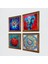 Mandala, Fil, Hayat Ağacı, Nar Ahşap Çerçeveli Taş Duvar Tablosu 4’lü Set – 25x25 cm Dekoratif Modern Sanat – Ev ve Ofis Dekoru |W4-867| 2