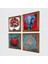 Fil, Yaşam Çiçeği, Nar Ağacı, Nar Taş Duvar Tablosu Ahşap Çerçeveli Duvar Dekoru 4 Parça Tablo Seti Wall Art W4-884 2