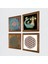 Yaşam Çiçeği, Şahmeran Ahşap Çerçeveli Taş Duvar Tablosu 4’lü Set – 25x25 cm Dekoratif Modern Sanat – Ev ve Ofis Dekoru |W4-472| 2