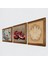 Lotus Çiçeği, Kelebekli Çiçek, Nar Taş Duvar Tablosu Ahşap Çerçeveli Duvar Dekoru 3 Parça Tablo Seti Wall Art W3-1164 2
