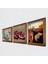 Stone Salvador Dalí Belleğin Azmi, Kelebekli Çiçek, Nar Ahşap Çerçeveli Taş Duvar Tablosu 3’lü Set – 25x25 cm Dekoratif Modern Sanat – Ev ve Ofis Dekoru |W3-1202| 2