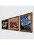 Van Gogh Yıldızlı Gece, Şahmeran, Nar Ahşap Çerçeveli Taş Duvar Tablosu 3’lü Set – 25x25 cm Dekoratif Modern Sanat – Ev ve Ofis Dekoru |W3-971| 2
