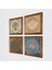 Yaşam Çiçeği, Lotus Çiçeği, Hayat Ağacı Taş Duvar Tablosu Ahşap Çerçeveli Duvar Dekoru 4 Parça Tablo Seti Wall Art W4-821 2