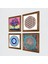 Nazar, Yaşam Çiçeği, Hayat Ağacı Ahşap Çerçeveli Taş Duvar Tablosu 4’lü Set – 25x25 cm Dekoratif Modern Sanat – Ev ve Ofis Dekoru |W4-834| 2