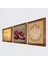 Lotus Çiçeği, Leonardo da Vinci Vitruvius Adamı, Nar Taş Duvar Tablosu Ahşap Çerçeveli Duvar Dekoru 3 Parça Tablo Seti Wall Art W3-1371 2