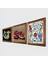 Çini Sanatı Lale, Şahmeran, Nar Ahşap Çerçeveli Taş Duvar Tablosu 3’lü Set – 25x25 cm Dekoratif Modern Sanat – Ev ve Ofis Dekoru |W3-999| 2