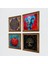 Fil, Yaşam Çiçeği, Hayat Ağacı, Nar Taş Duvar Tablosu Ahşap Çerçeveli Duvar Dekoru 4 Parça Tablo Seti Wall Art W4-852 2