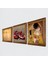 Gustav Klimt Öpücük, Leonardo da Vinci Vitruvius Adamı, Nar Taş Duvar Tablosu Ahşap Çerçeveli Duvar Dekoru 3 Parça Tablo Seti Wall Art W3-1359 2