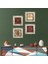 Desen, Vintage Çiçek Taş Duvar Tablosu Çerçeveli Duvar Dekoru 4 Parça Tablo Seti Wall Art T4-1480 1