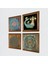 Yaşam Çiçeği, Şahmeran Taş Duvar Tablosu Ahşap Çerçeveli Duvar Dekoru 4 Parça Tablo Seti Wall Art W4-475 2