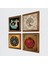 Nazar, Bereket Duası, Şahmeran, Hayat Ağacı Ahşap Çerçeveli Taş Duvar Tablosu 4’lü Set – 25x25 cm Dekoratif Modern Sanat – Ev ve Ofis Dekoru |W4-90| 2