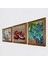 Van Gogh İrisler, Kelebekli Çiçek, Nar Taş Duvar Tablosu Ahşap Çerçeveli Duvar Dekoru 3 Parça Tablo Seti Wall Art W3-1139 2