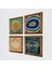 Stone Nazar, Lotus Çiçeği Ahşap Çerçeveli Taş Duvar Tablosu 4’lü Set – 25x25 cm Dekoratif Modern Sanat – Ev ve Ofis Dekoru |W4-670| 2