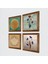 Ebru Sanatı, Lotus Çiçeği Taş Duvar Tablosu Ahşap Çerçeveli Duvar Dekoru 4 Parça Tablo Seti Wall Art W4-672 2