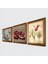 Lale Ebru Sanatı, Kelebekli Çiçek, Nar Taş Duvar Tablosu Ahşap Çerçeveli Duvar Dekoru 3 Parça Tablo Seti Wall Art W3-1157 2