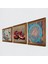 Stone Yaşam Çiçeği, Kelebekli Çiçek, Nar Ahşap Çerçeveli Taş Duvar Tablosu 3’lü Set – 25x25 cm Dekoratif Modern Sanat – Ev ve Ofis Dekoru |W3-1172| 2