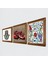 Çini Sanatı Lale, Nar, Fatma Ana Eli (Hamsa) Taş Duvar Tablosu Ahşap Çerçeveli Duvar Dekoru 3 Parça Tablo Seti Wall Art W3-746 2