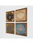 Stone Yaşam Çiçeği, Lotus Çiçeği, Nazar Ahşap Çerçeveli Taş Duvar Tablosu 4’lü Set – 25x25 cm Dekoratif Modern Sanat – Ev ve Ofis Dekoru |W4-823| 2