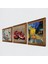 Van Gogh Kafe Terasta Gece, Kelebekli Çiçek, Nar Taş Duvar Tablosu Ahşap Çerçeveli Duvar Dekoru 3 Parça Tablo Seti Wall Art W3-1193 2