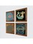 Nazar, Yaşam Çiçeği, Şahmeran Taş Duvar Tablosu Ahşap Çerçeveli Duvar Dekoru 4 Parça Tablo Seti Wall Art W4-483 2