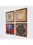 Fil, Lotus Çiçeği, Yaşam Çiçeği, Hayat Ağacı Taş Duvar Tablosu Ahşap Çerçeveli Duvar Dekoru 4 Parça Tablo Seti Wall Art W4-818 2