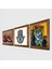 Picasso Ağlayan Kadın, Nar, Fatma Ana Eli (Hamsa) Taş Duvar Tablosu Ahşap Çerçeveli Duvar Dekoru 3 Parça Tablo Seti Wall Art W3-779 2