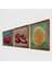 Lotus Çiçeği, Nar Taş Duvar Tablosu Ahşap Çerçeveli Duvar Dekoru 3 Parça Tablo Seti Wall Art W3-826 2