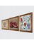 Çini Sanatı Lale, Hayat Ağacı, Nar Ahşap Çerçeveli Taş Duvar Tablosu 3’lü Set – 25x25 cm Dekoratif Modern Sanat – Ev ve Ofis Dekoru |W3-929| 2