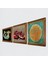 Lotus Çiçeği, Şahmeran, Nar Ahşap Çerçeveli Taş Duvar Tablosu 3’lü Set – 25x25 cm Dekoratif Modern Sanat – Ev ve Ofis Dekoru |W3-1003| 2