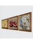 Gustav Klimt Hayat Ağacı, Kelebekli Çiçek, Nar Ahşap Çerçeveli Taş Duvar Tablosu 3’lü Set – 25x25 cm Dekoratif Modern Sanat – Ev ve Ofis Dekoru |W3-1131| 2