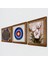 Nazar, Yaşam Çiçeği, Kelebekli Çiçek Taş Duvar Tablosu Ahşap Çerçeveli Duvar Dekoru 3 Parça Tablo Seti Wall Art W3-349 2