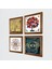 Nazar, Sri Yantra, Gustav Klimt Hayat Ağacı, Nar Ağacı Taş Duvar Tablosu Ahşap Çerçeveli Duvar Dekoru 4 Parça Tablo Seti Wall Art W4-1009 2