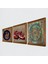 Tavus Kuşu, Yaşam Çiçeği, Nar Taş Duvar Tablosu Ahşap Çerçeveli Duvar Dekoru 3 Parça Tablo Seti Wall Art W3-1650 2