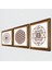 Yaşam Çiçeği, Sri Yantra Taş Duvar Tablosu Ahşap Çerçeveli Duvar Dekoru 3 Parça Tablo Seti Wall Art W3-46 2