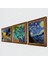 Van Gogh Kafe Terasta Gece, İrisler, Yıldızlı Gece Taş Duvar Tablosu Ahşap Çerçeveli Duvar Dekoru 3 Parça Tablo Seti Wall Art W3-463 2