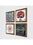 Mandala, Nazar, Sri Yantra, Nar Ağacı Ahşap Çerçeveli Taş Duvar Tablosu 4’lü Set – 25x25 cm Dekoratif Modern Sanat – Ev ve Ofis Dekoru |W4-1007| 2