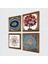 Nazar, Yaşam Çiçeği, Sri Yantra, Nar Ağacı Taş Duvar Tablosu Ahşap Çerçeveli Duvar Dekoru 4 Parça Tablo Seti Wall Art W4-1020 2