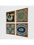 Hayat Ağacı, Mandala, Nazar, Şahmeran Ahşap Çerçeveli Taş Duvar Tablosu 4’lü Set – 25x25 cm Dekoratif Modern Sanat – Ev ve Ofis Dekoru |W4-1030| 2