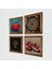 Hayat Ağacı, Şahmeran, Nar Taş Duvar Tablosu Ahşap Çerçeveli Duvar Dekoru 4 Parça Tablo Seti Wall Art W4-1048 2
