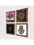 Stone Sri Yantra, Hayat Ağacı, Fatma Ana Eli (Hamsa) Ahşap Çerçeveli Taş Duvar Tablosu 4’lü Set – 25x25 cm Dekoratif Modern Sanat – Ev ve Ofis Dekoru |W4-1050| 2